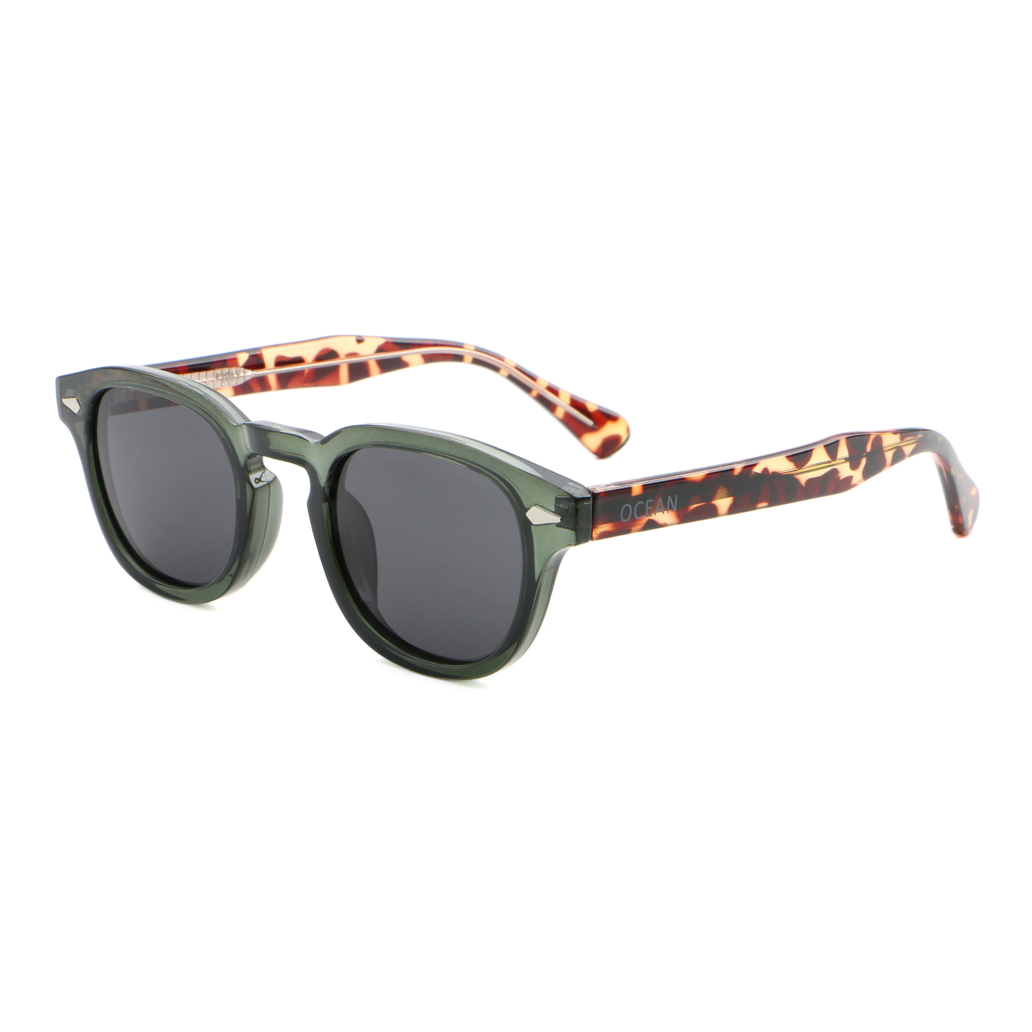 Gafas de sol OCEAN HAMPTON - Azul oscuro / Gris transparente con patillas en carey y lente ahumada