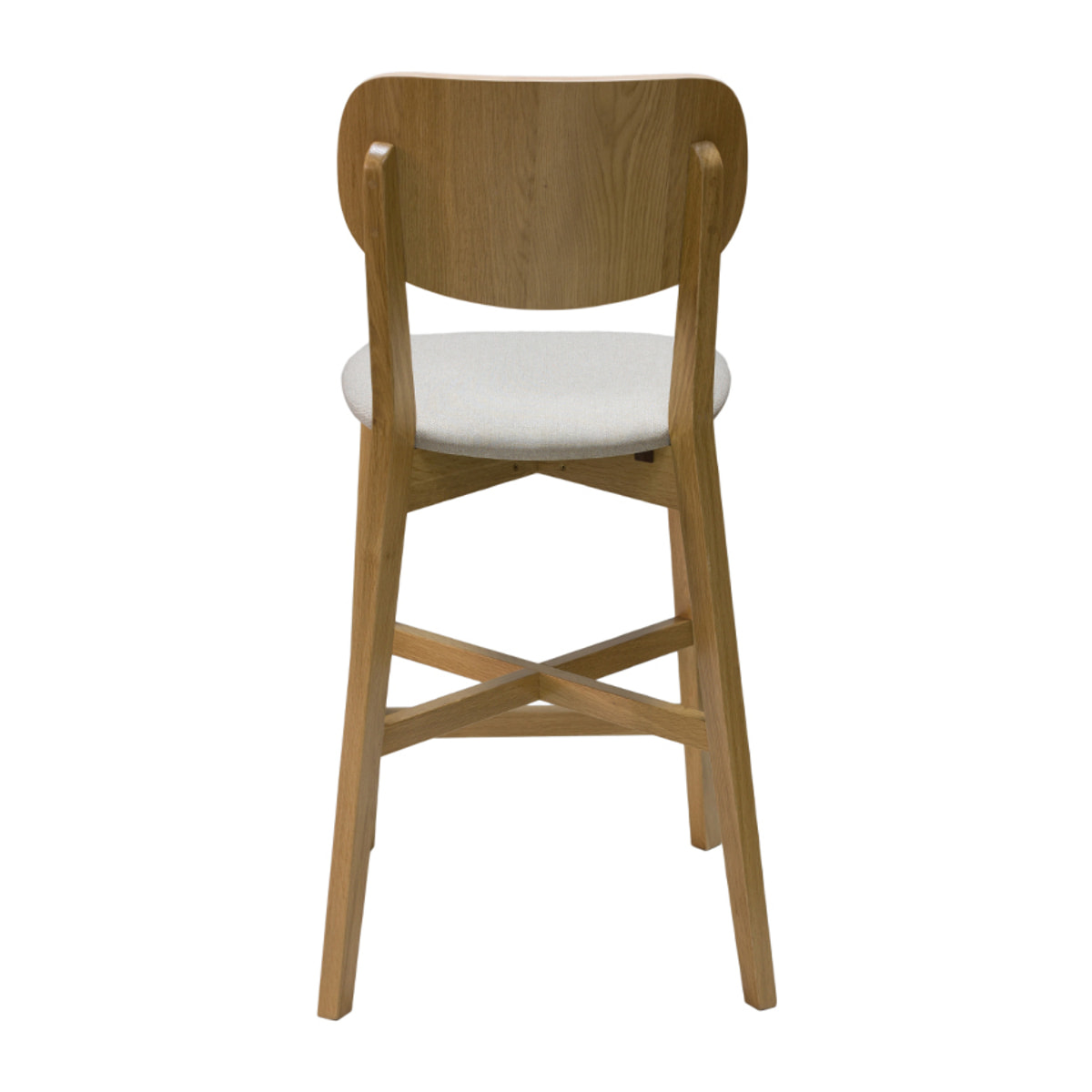 Tabourets de bar en bois clair chêne et tissu beige H65 cm (lot de 2) LUCIA