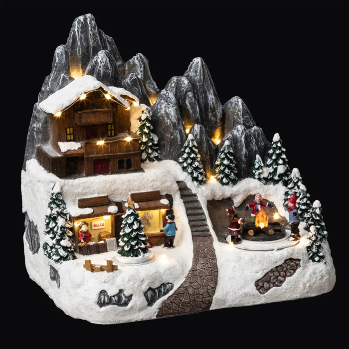 Village lumineux refuge de montagne 24 LED H.27,5cm