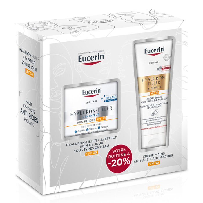 Hyaluron-Filler + 3x Effect & Hyaluron-Filler + Elasticity - Coffret Soin de Jour SPF30 50ml + Crème Mains Anti-Age SPF30 75ml