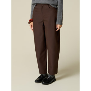 Oltre - Pantaloni carrot in twill - Marrone