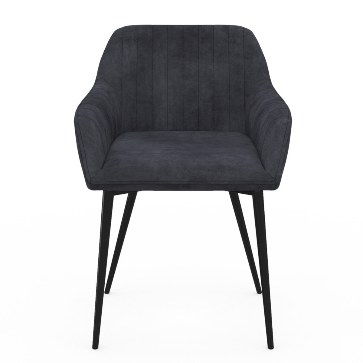 Chaises avec accoudoirs Ariana en velours et pieds métal - lot de 2 - Gris anthracite