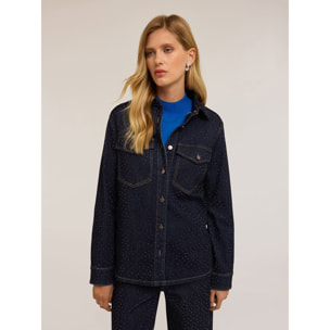 Motivi - Camicia in denim con micro borchie - Blu