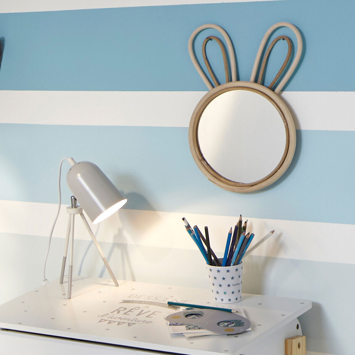 Miroir enfant lapin pin 24x38cm