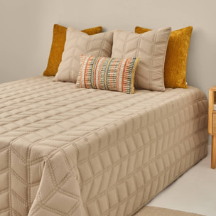 Colcha acolchada con diseño geométrico Ritdi color marron beige Poliéster