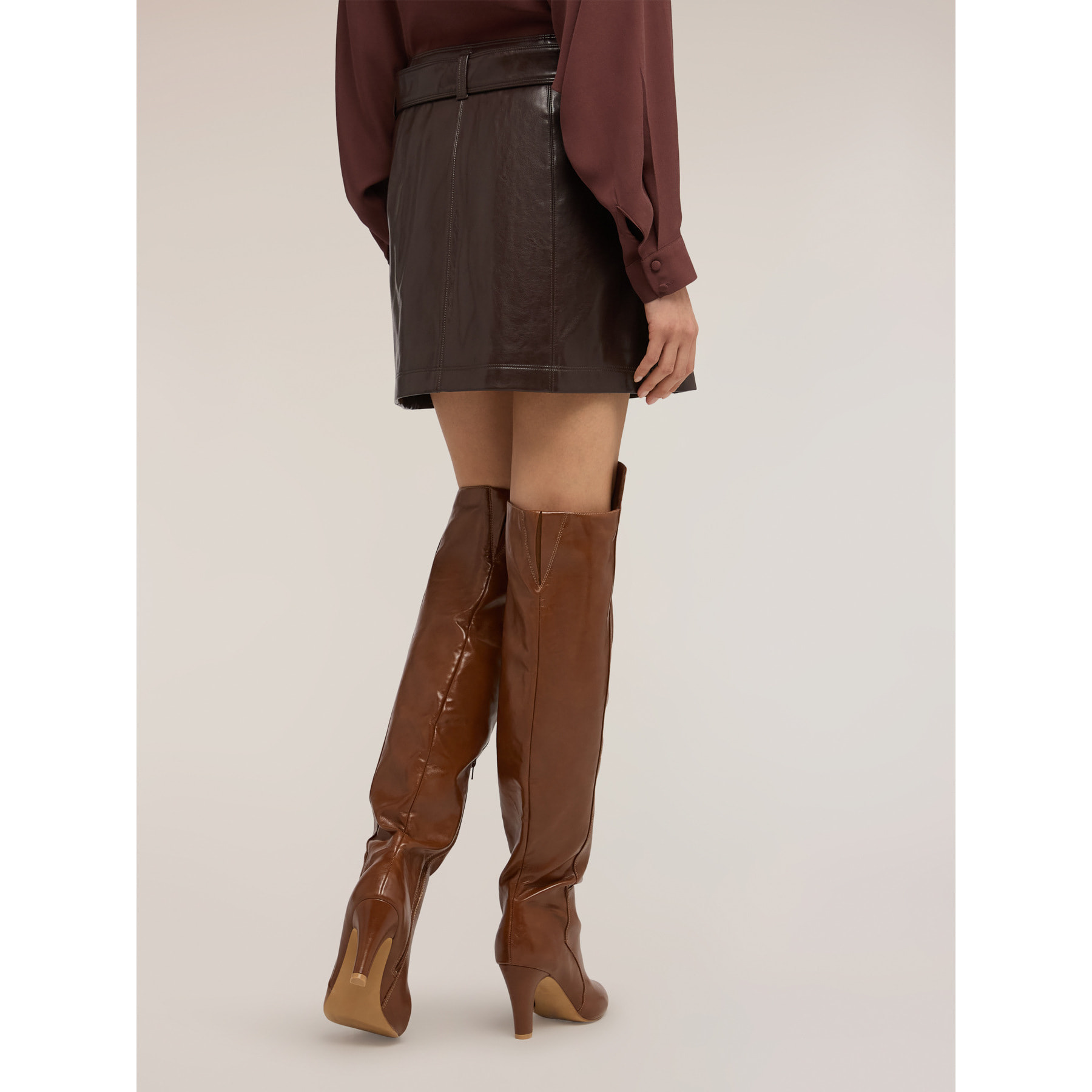 Motivi - Minifalda en tejido revestido - Burgundy