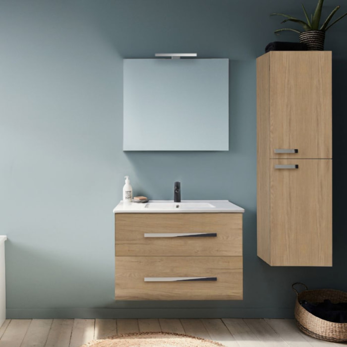 Pack meuble vasque 80 cm Ola up chêne + colonne