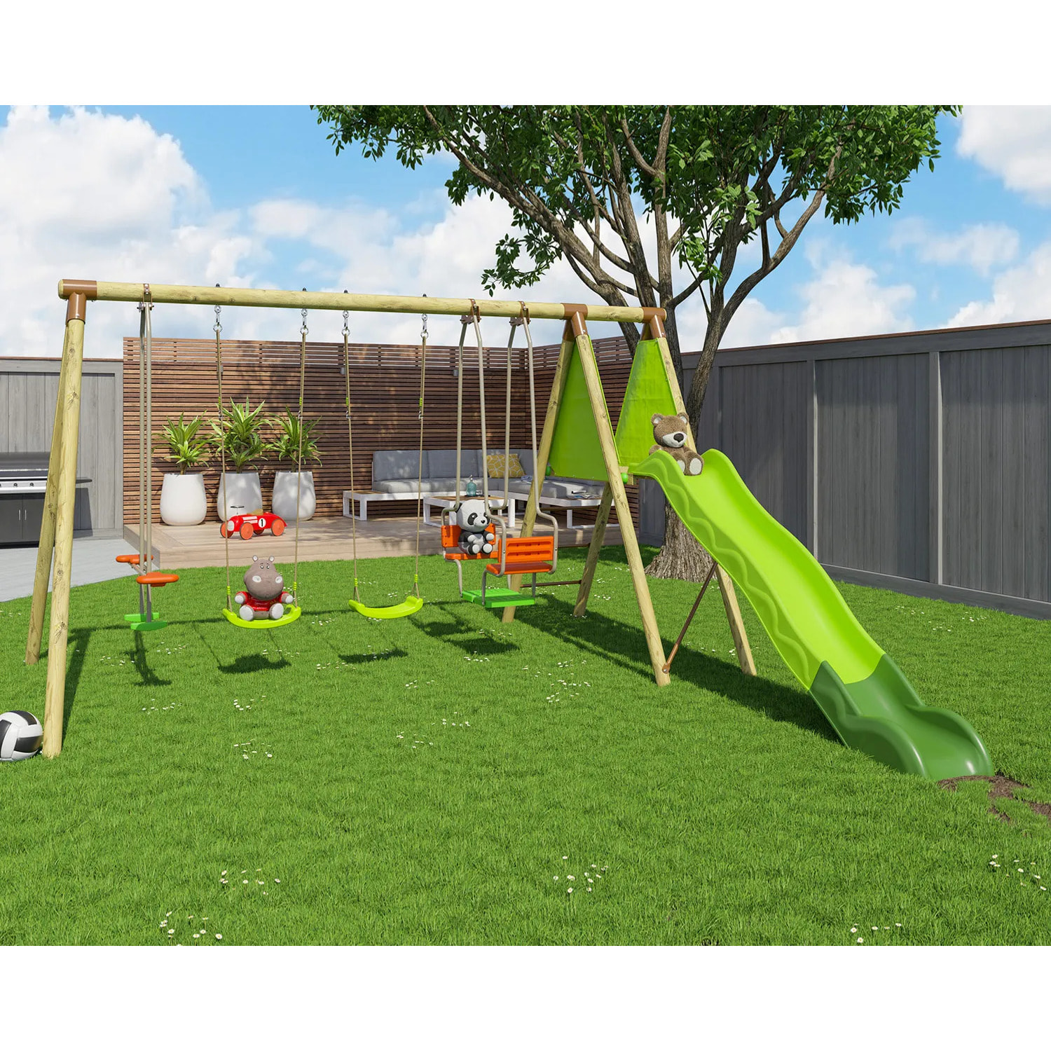 Balançoire en bois 2,30 m Topwood TALVI - 8 enfants