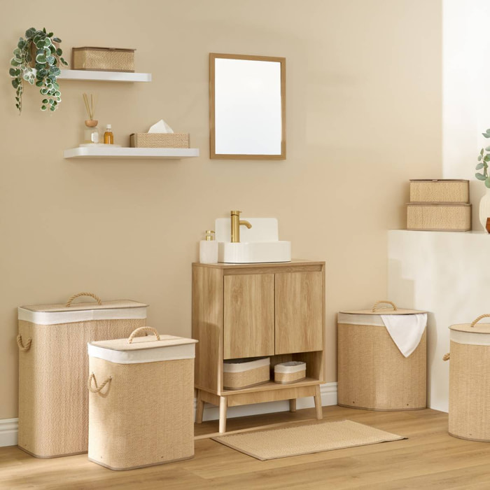 Boîte à mouchoirs texturée Stemy 14x26cm beige