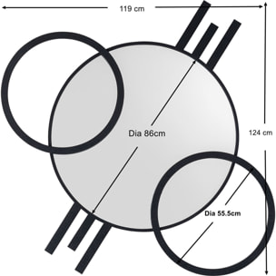 Miroir Triple Cercle noir 119x124cm Kare Design