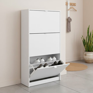 Scarpiera Salvaspazio Con 3 Ante A Ribalta E 2 Ripiani Interni Doppia Profondità Mobile Portascarpe Moderno Ingresso Corridoio Fino A 18 Paia Bianco