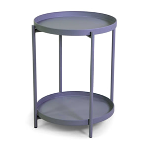 Tavolino Vacchetti in metallo grigio tondo a 2 piani cm ø40h50