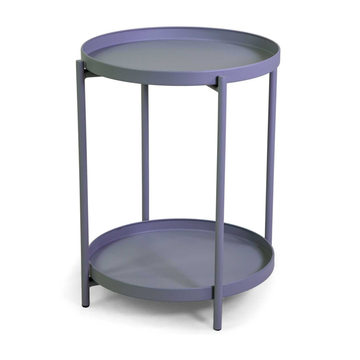 Tavolino Vacchetti in metallo grigio tondo a 2 piani cm ø40h50