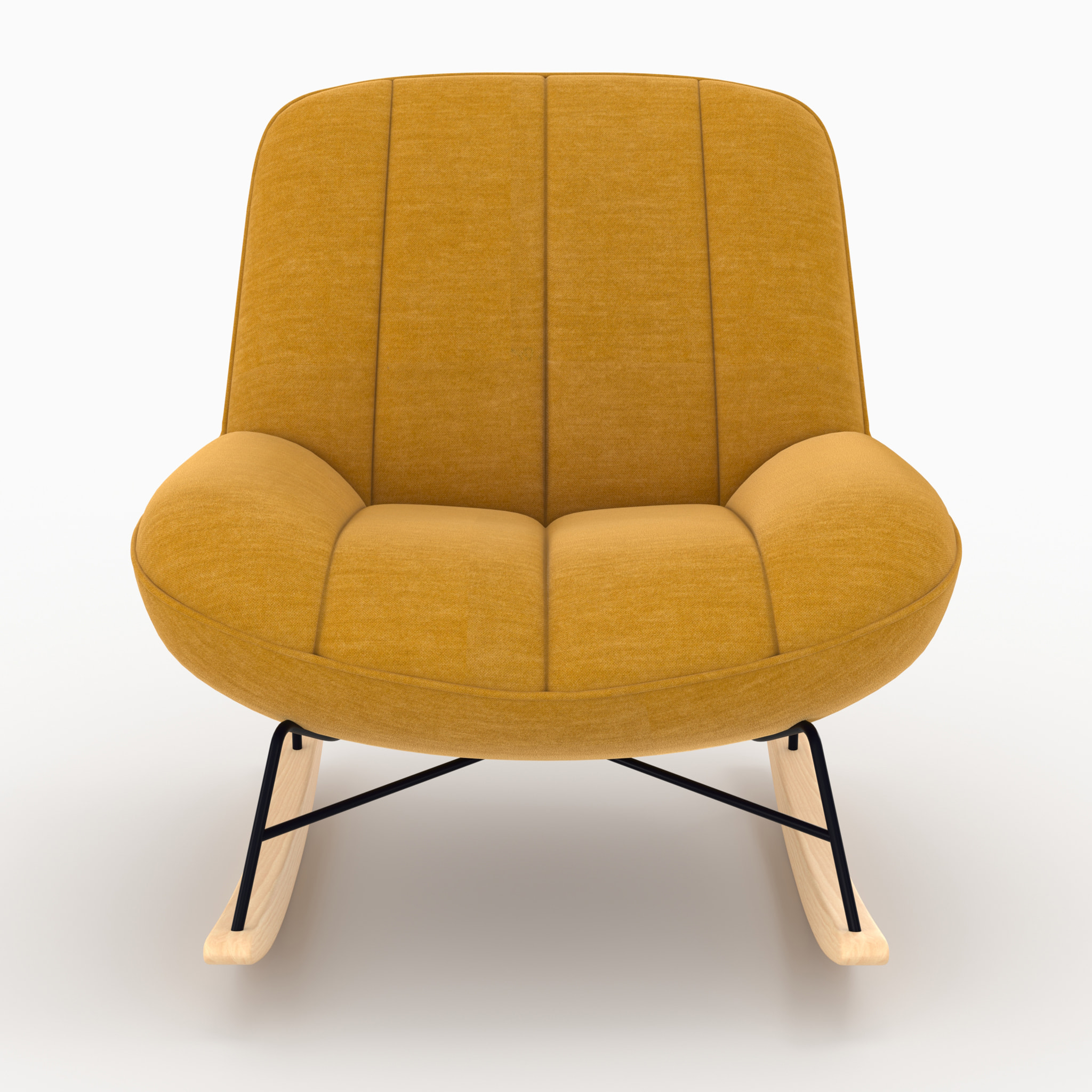Rocking chair en tissu effet velours jaune moutarde - Alvin