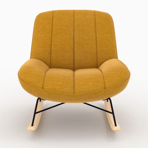 Rocking chair en tissu effet velours jaune moutarde - Alvin