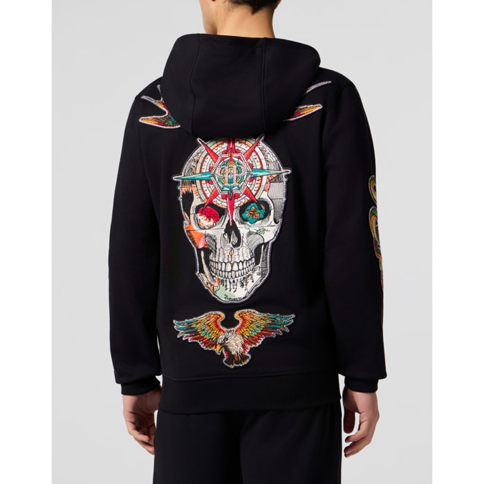 PHILIPP PLEIN Zip Hoodie Tattoo Patches