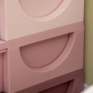 Organisateur de jouets enfant 6 tiroirs 3 niveaux rose