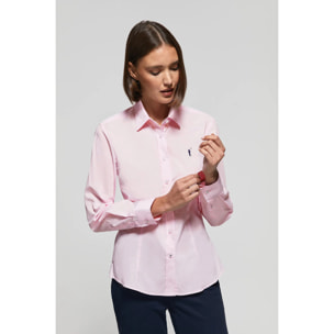 Camicia in popeline Slim Fit rosa con ricamo Rigby Go