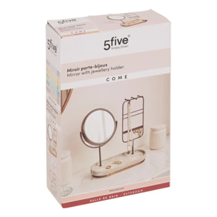 Miroir de beauté porte-bijoux Come ovale 25,5x27cm beige