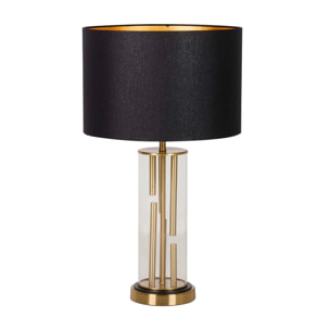 Lámpara Sobremesa Metal Cristal Dorado 38x38x65 Cm