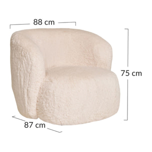 Maeto - fauteuil - en fausse fourrure - Ecru