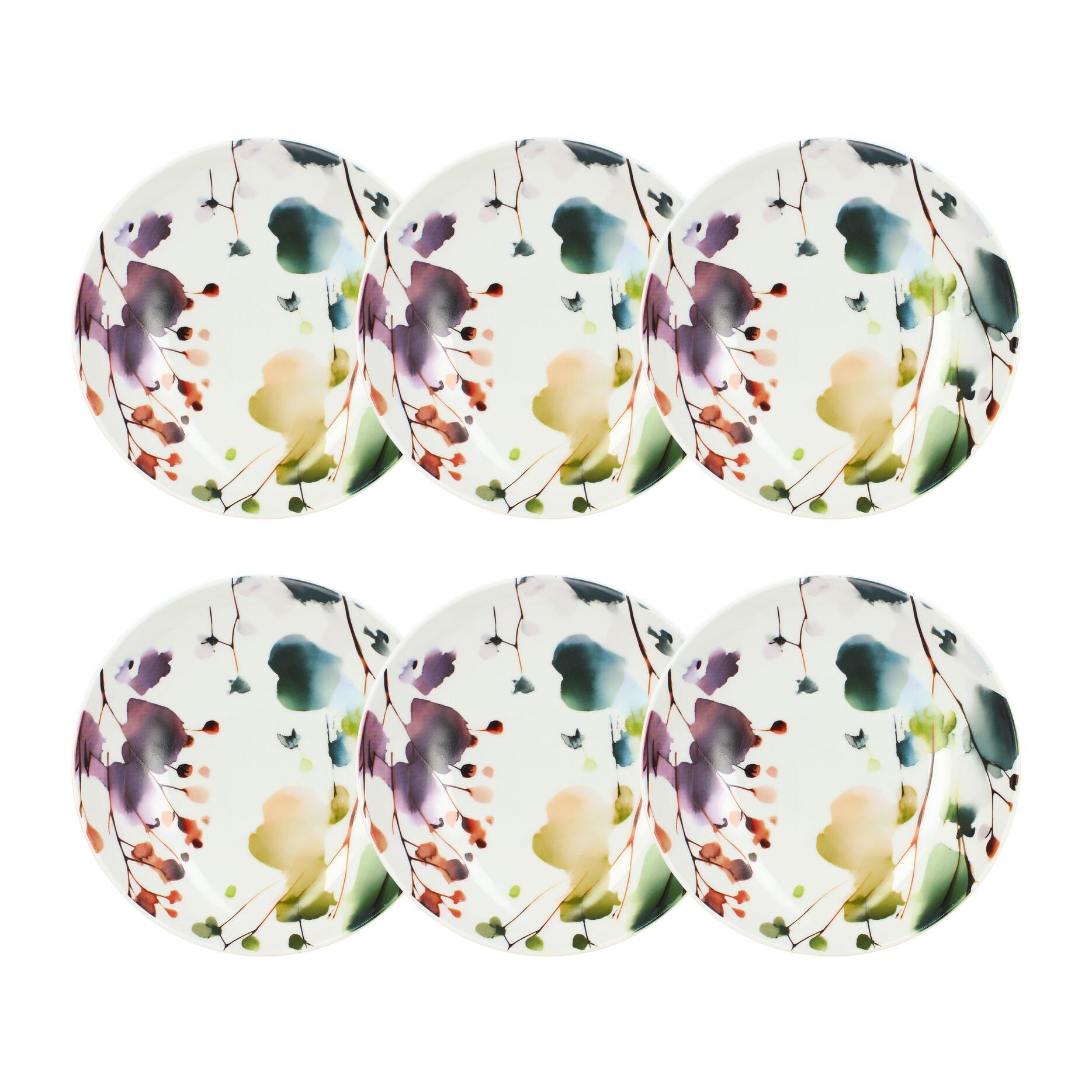 Lot de 6 assiettes creuses en porcelaine blanche 21cm AQUARELLE