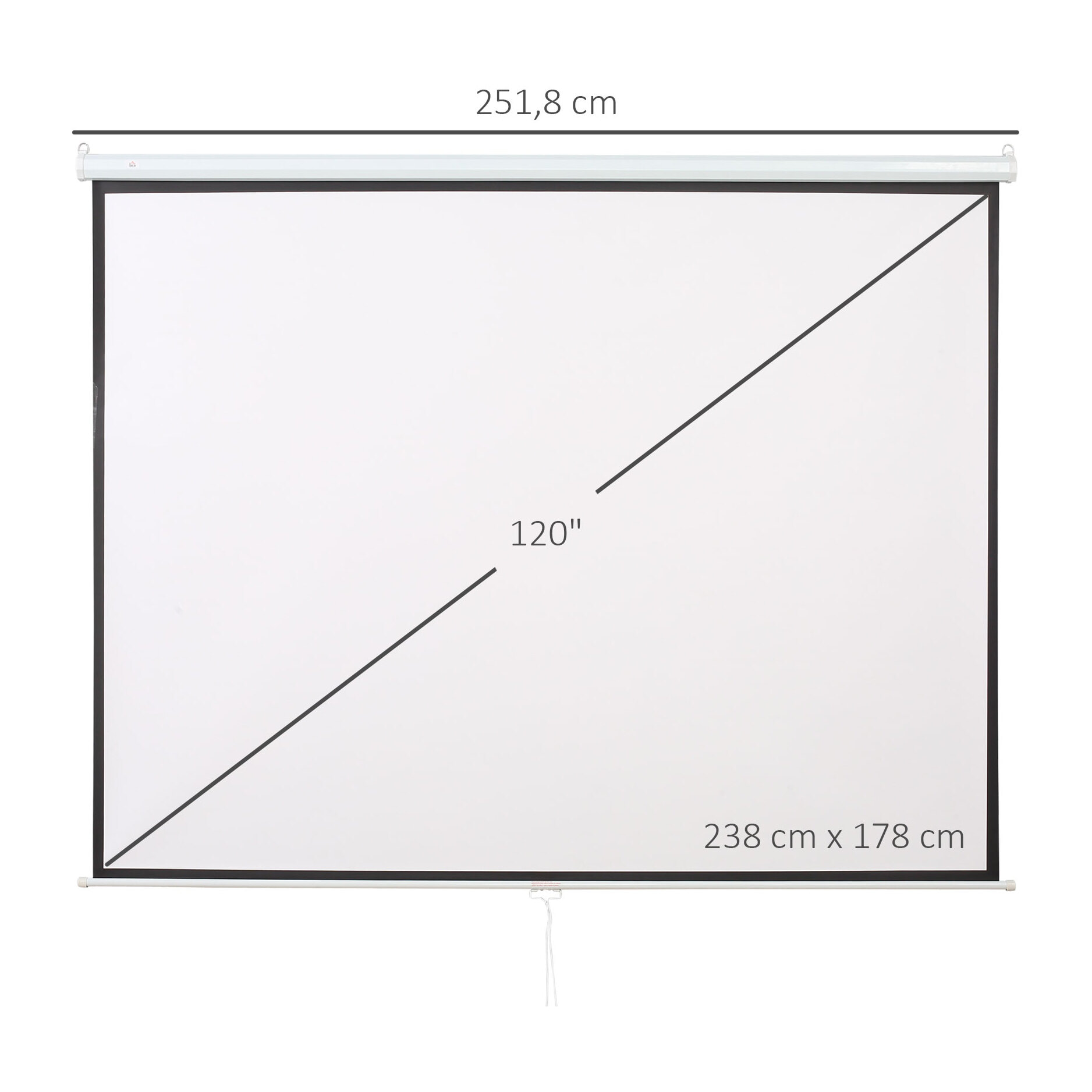 Pantalla de Proyector Manual 120 Pulgadas, Pantalla de Proyección, Formato 4:3/16:9, para Interior y Exterior, Cine en Casa, Oficina, Patio, 244x183 cm, Blanco