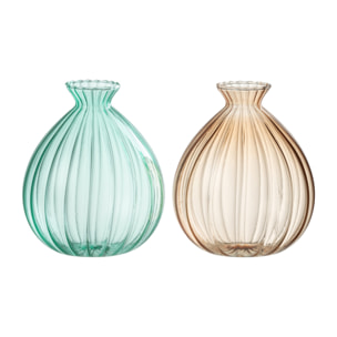 J-Line vase Ballon - verre - aqua/beige - 2 pièces