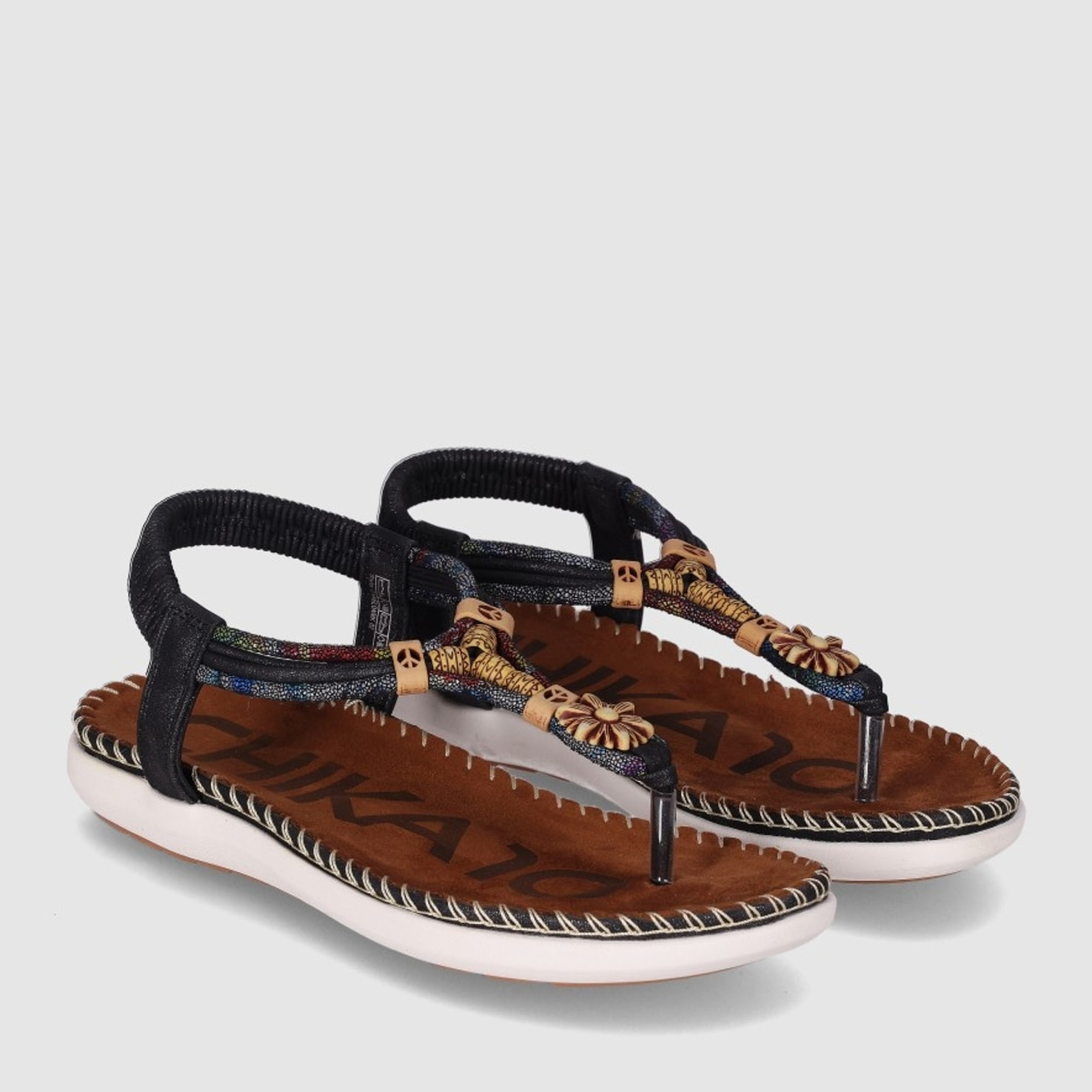 Sandalias - Negro - Tacón: Bajo