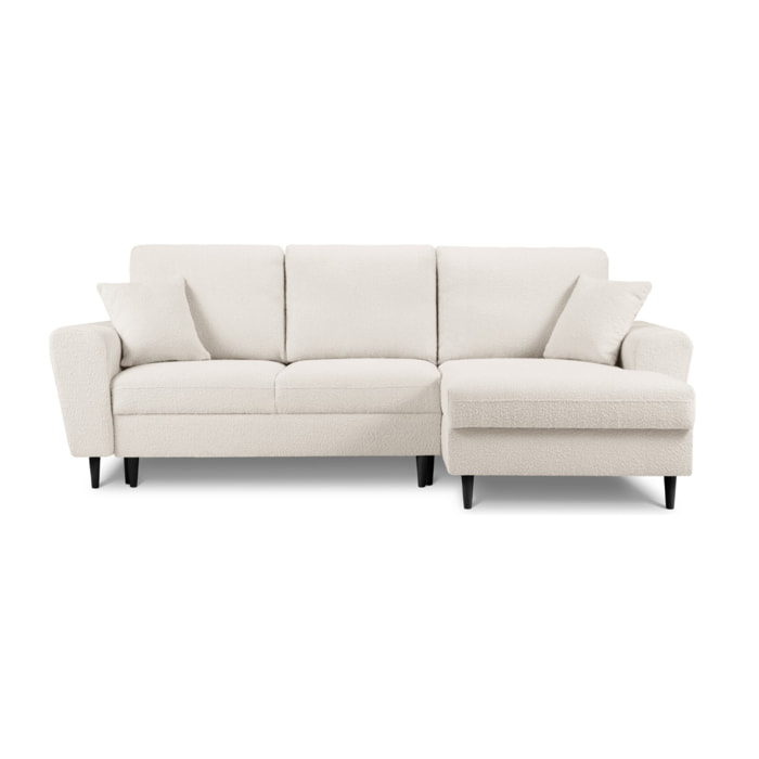 Canapé d'angle droit convertible avec coffre de rangement "Kyoto" 4 places en bouclé beige