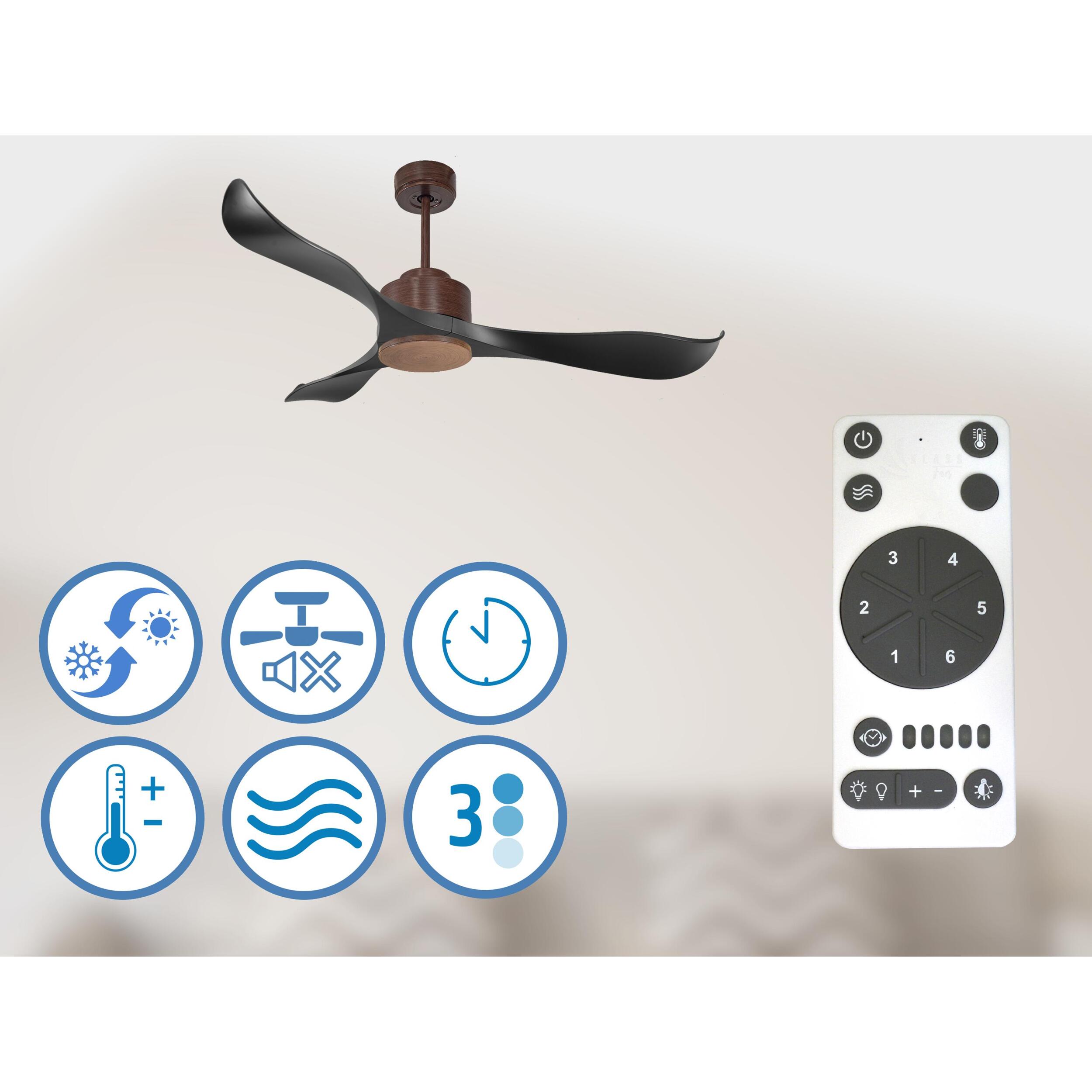 Ventilateur de plafond ø132 cm avec Wifi Réversible Hypersilence 40   W brun