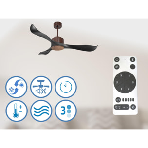 Ventilateur de plafond ø132 cm avec Wifi Réversible Hypersilence 40   W brun