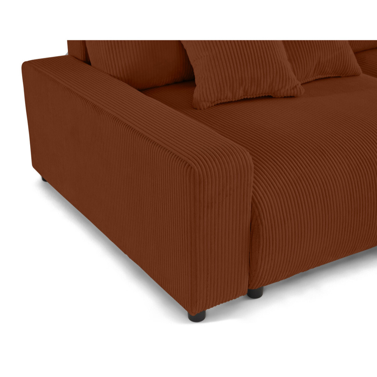 Pivoine - canapé d'angle 4 places réversible convertible avec 2 coffres en velours côtelé - Terracotta