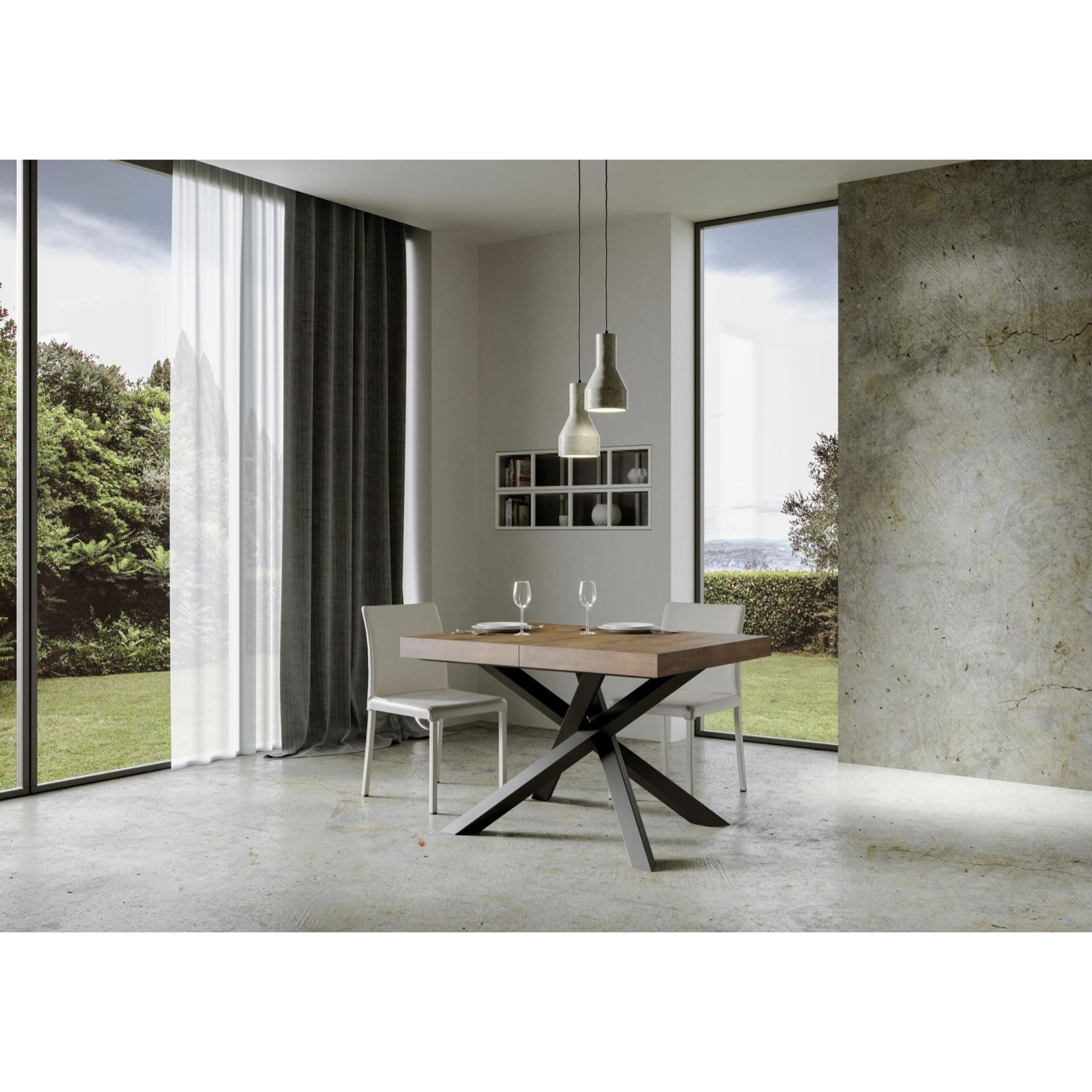 Table extensible 90x130/234 cm Volantis Premium Noyer cadre Anthracite