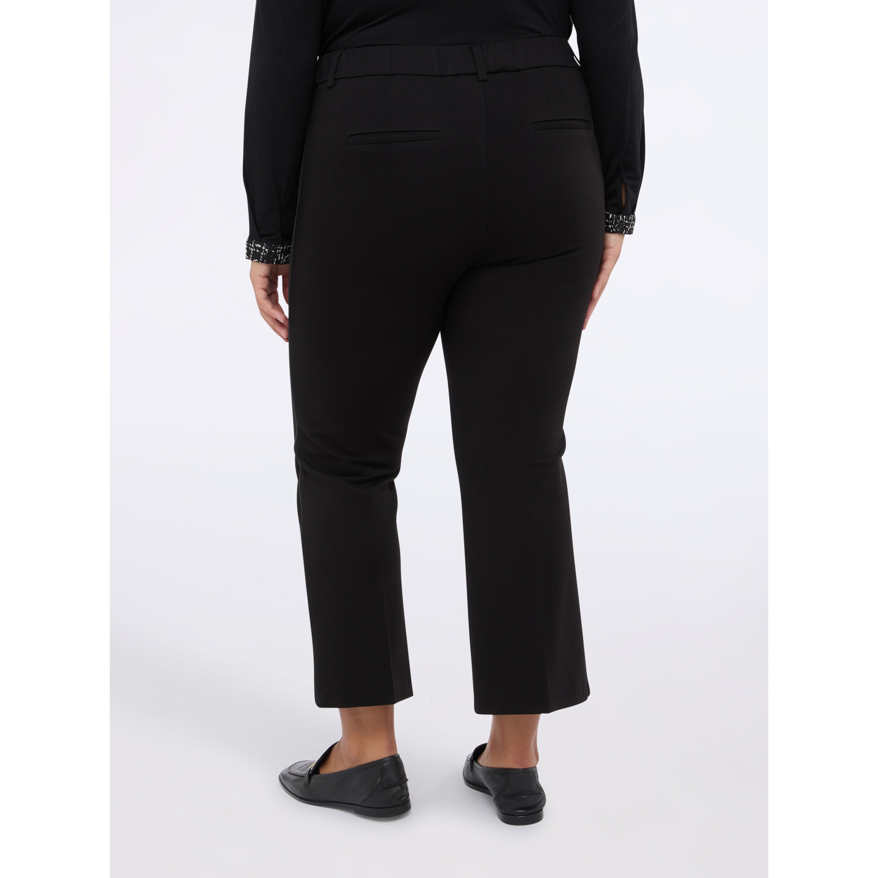 Fiorella Rubino - Pantalones Kick Flare en Punto Milano - Negro