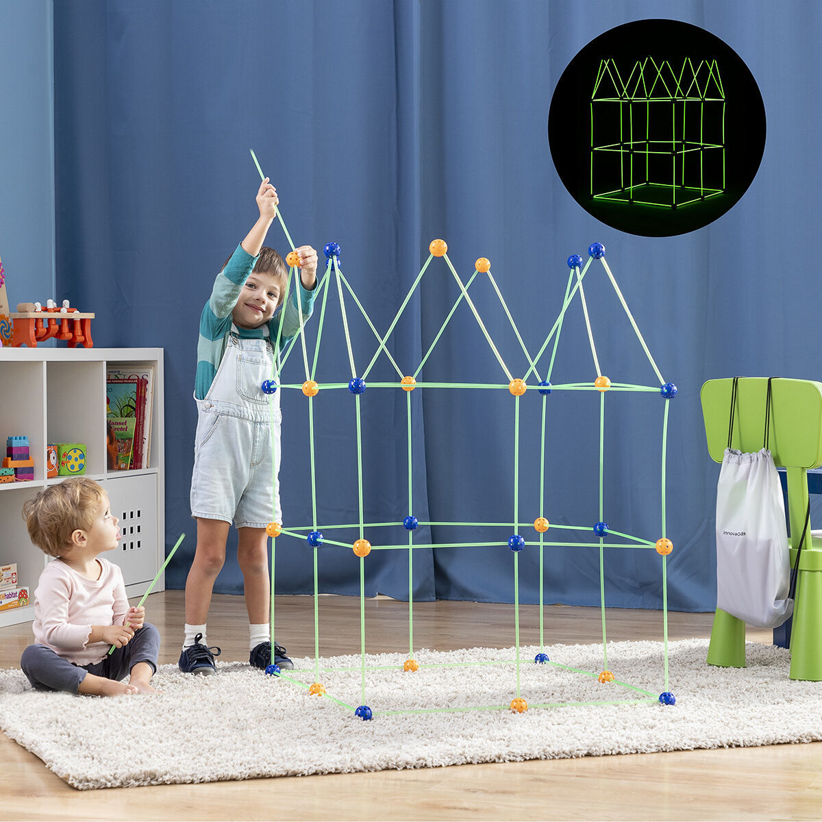 Pack Scacchi Memory in Legno e Kit di Costruzione di Fortini per Bambini InnovaGoods