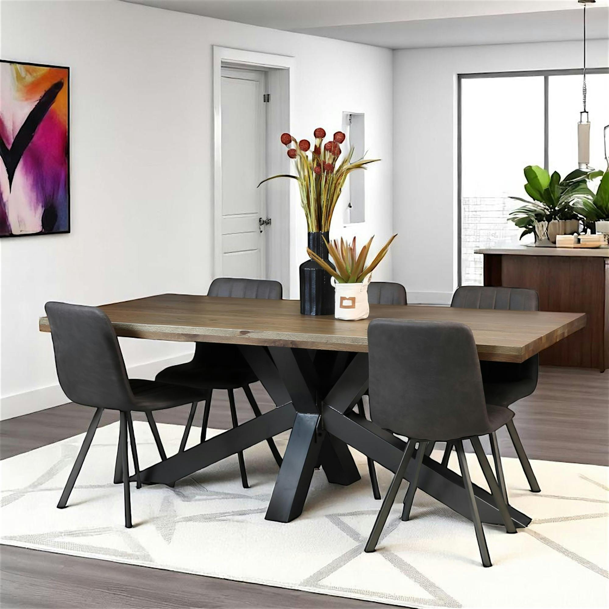 Table pied central en chêne 200 cm HUDSON