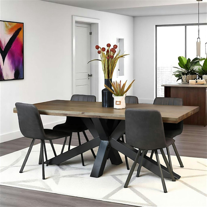 Table pied central en chêne 200 cm HUDSON