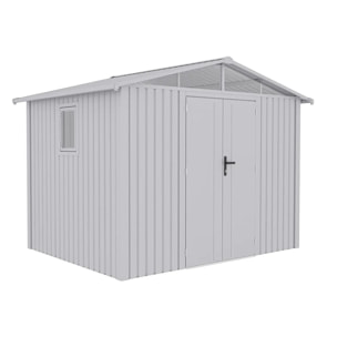 Abri de jardin métal blanc aluminium 5.71 m² + kit d'ancrage