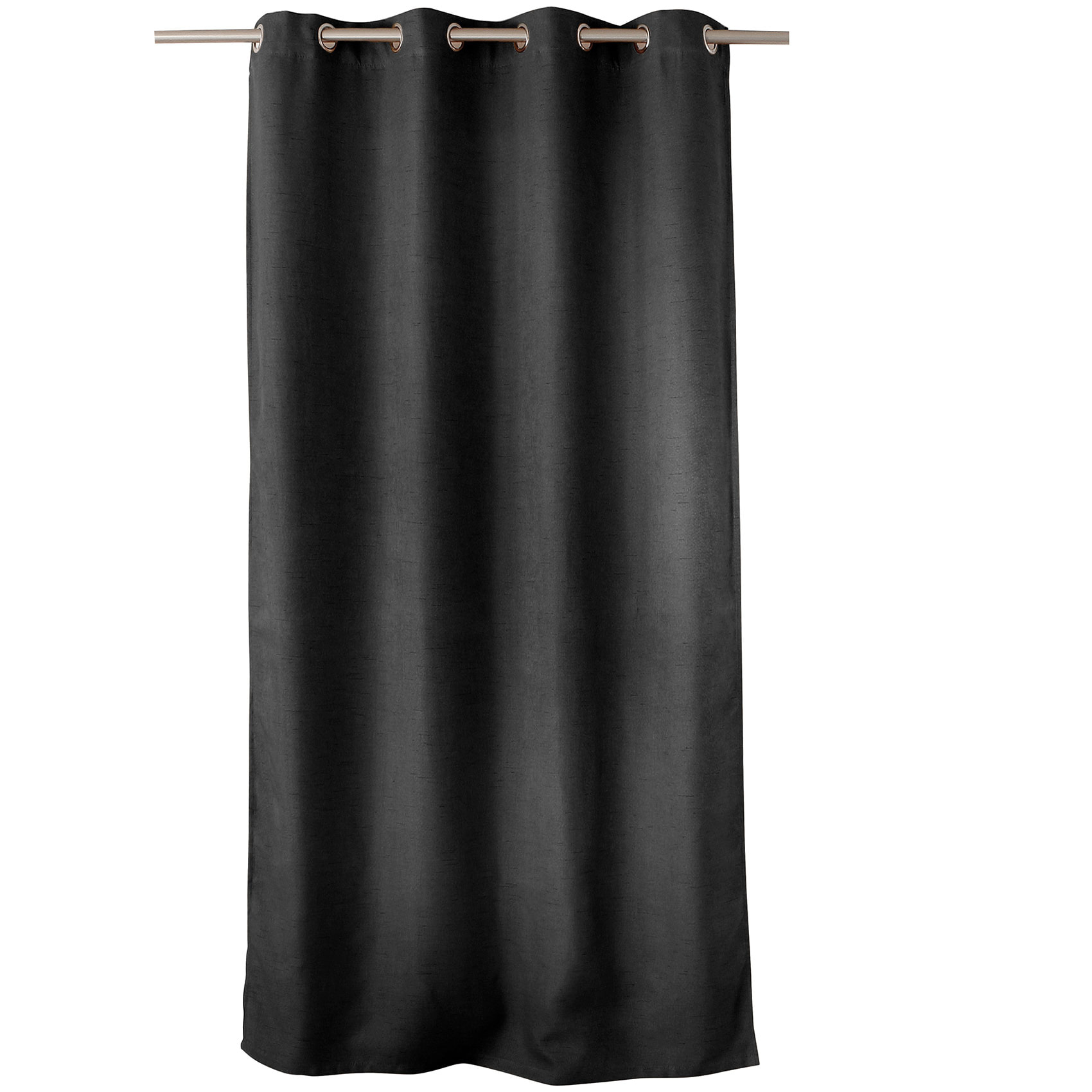 Rideau occultant uni et fileté - Gris anthracite