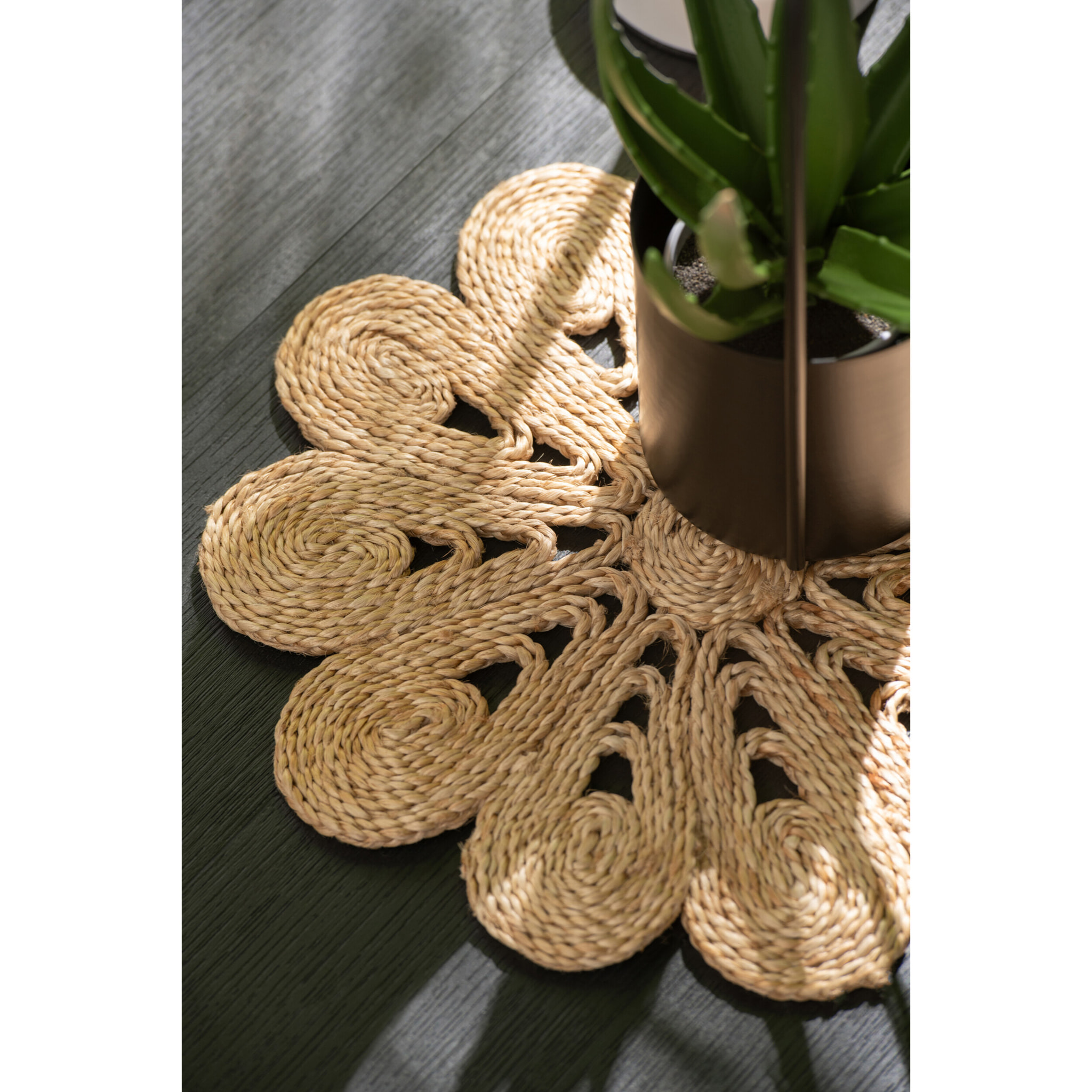 J-Line Set de Table Fleur - jute - naturel - 2 pièces