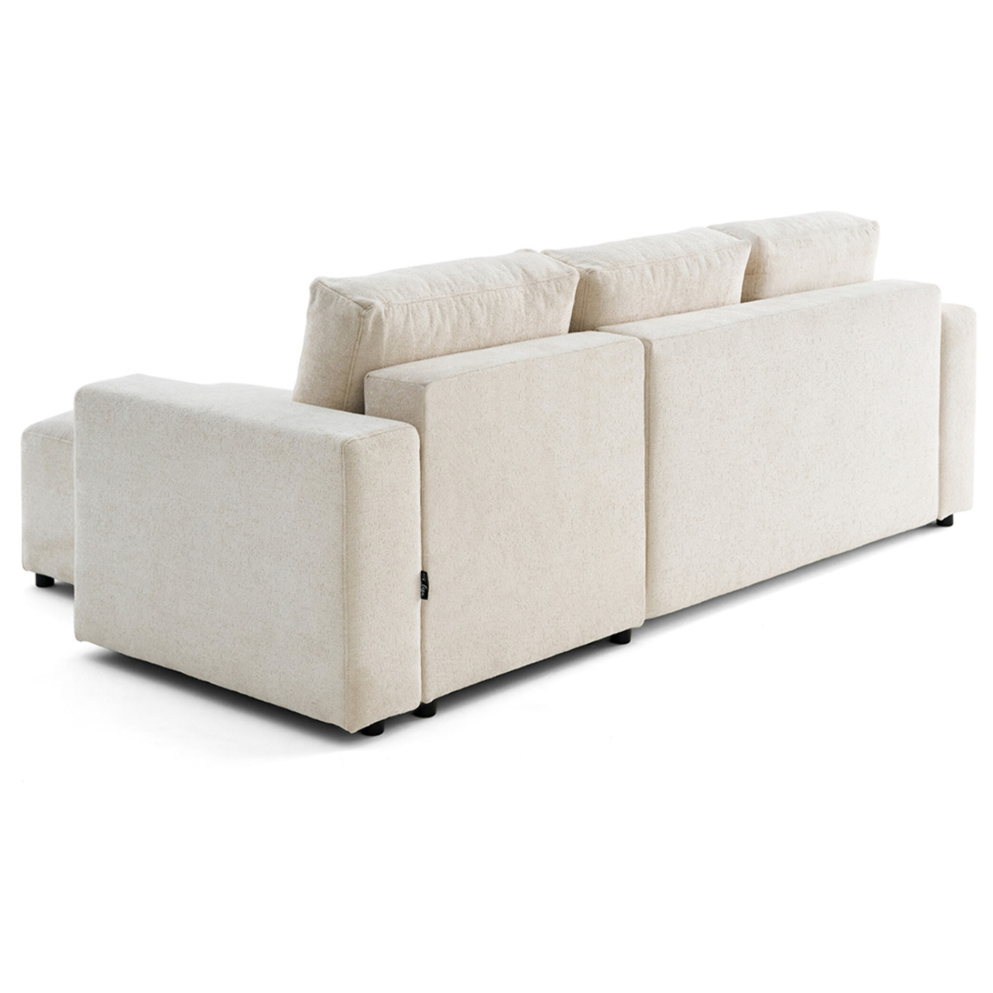 Livy - canapé d'angle réversible 4 places convertible avec coffre en velours texturé - Beige