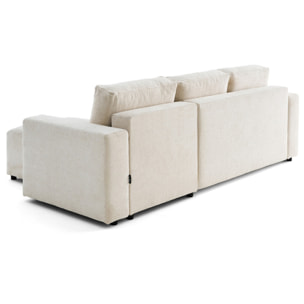 Livy - canapé d'angle réversible 4 places convertible avec coffre en velours texturé - Beige