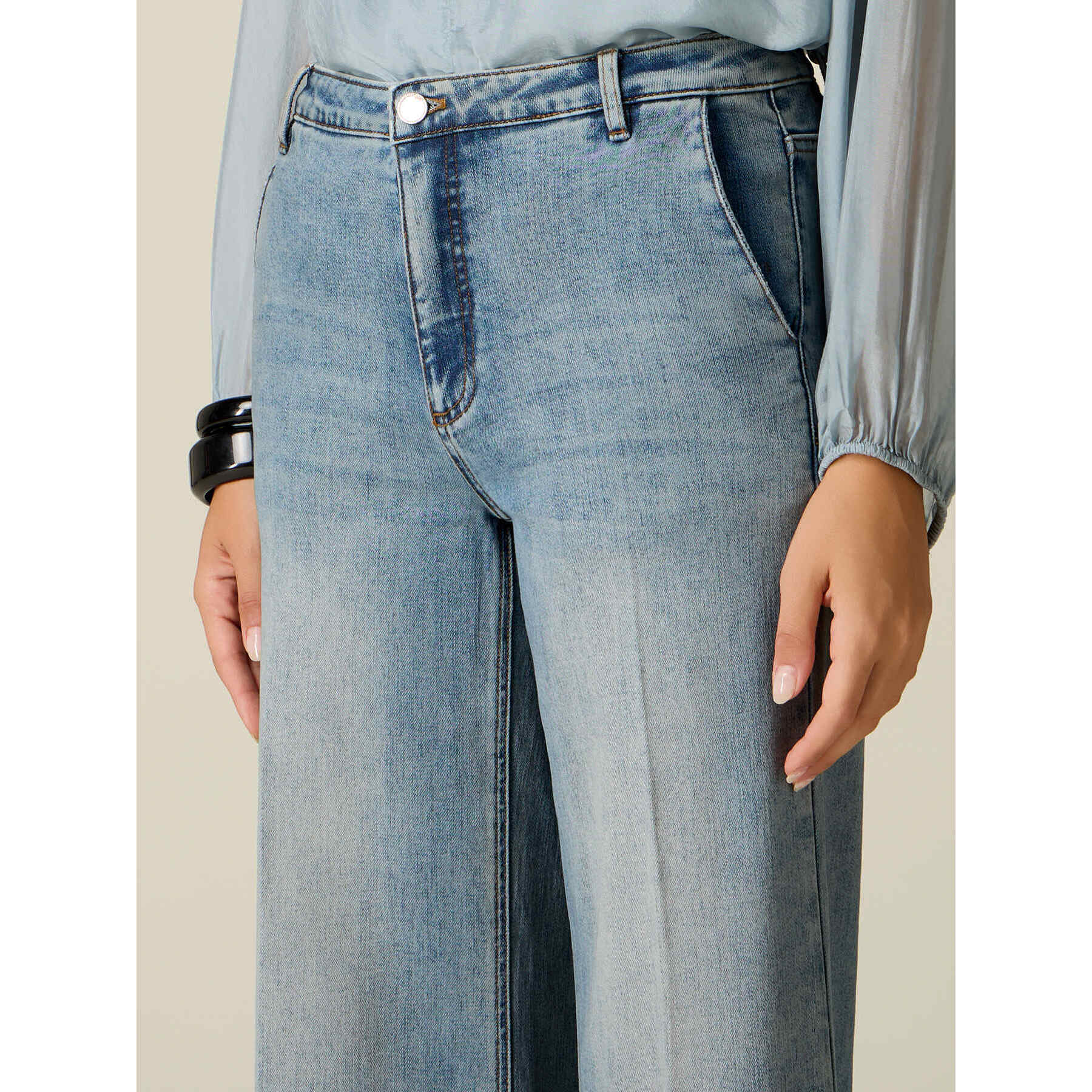 Oltre - Jeans wide leg - Azzurro