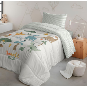 Cool Kids - Edredón Nórdico Estampado - Reversible - Infantil - 100% Algodón - 200 gr/m² con Tacto Pluma - Dinoland