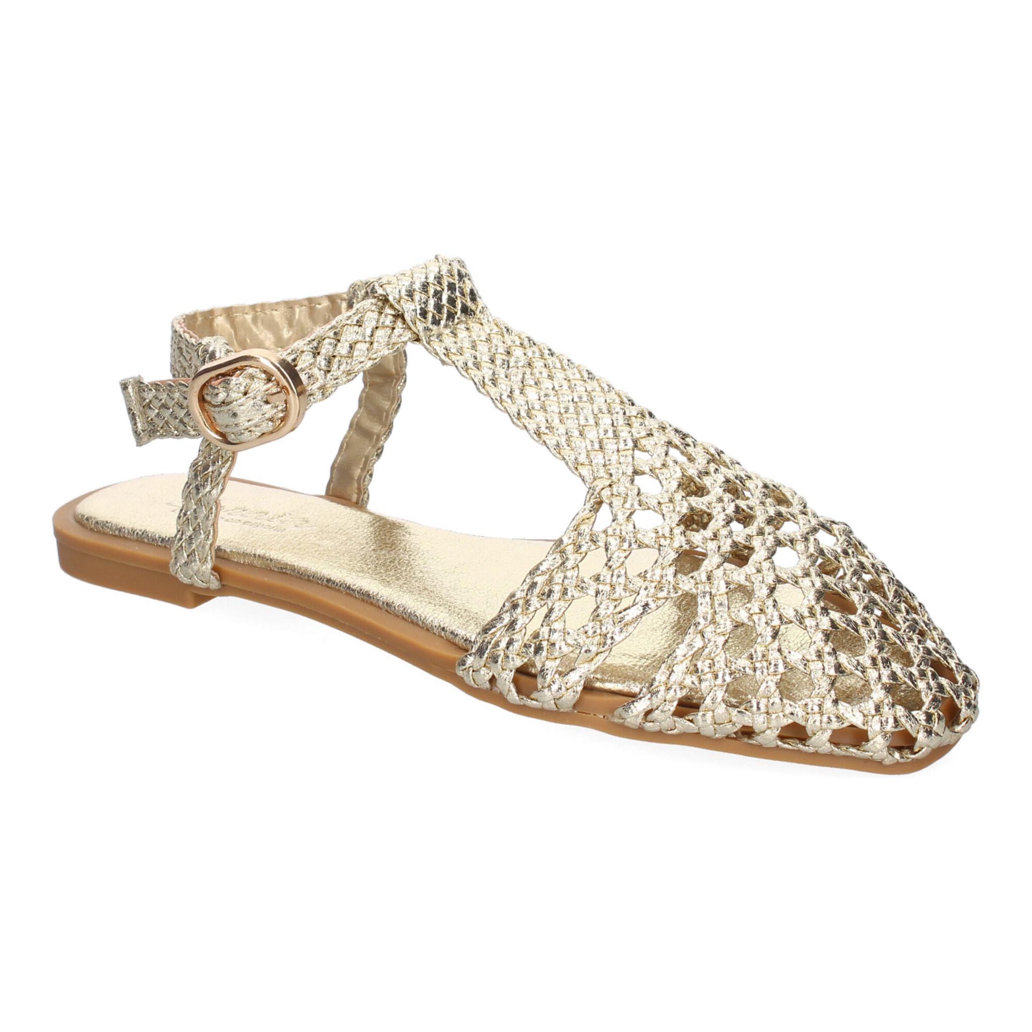 Sandalia Plana de Mujer, Comodas y Elegantes, Diseño Trenzado con Cierre de Hebilla