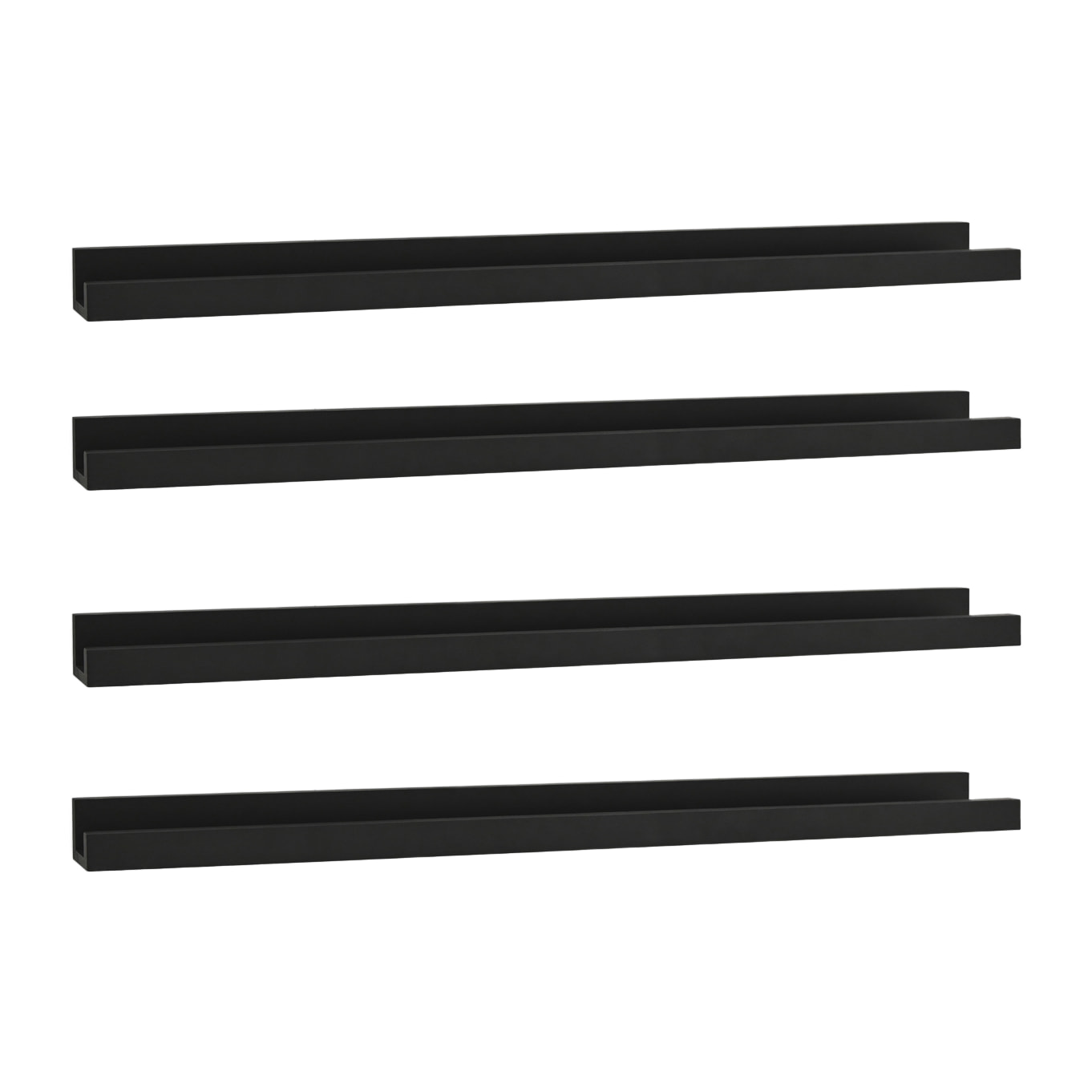 Pack 4 estantes de madera maciza flotante tono negro varias medidas