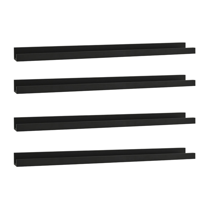 Pack 4 estantes de madera maciza flotante tono negro varias medidas