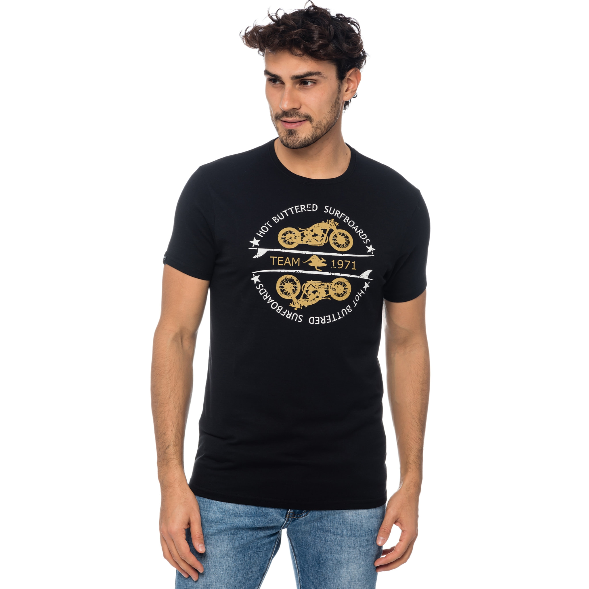 T-shirt in cotone 150 gr Thunder Hot Buttered Nero.