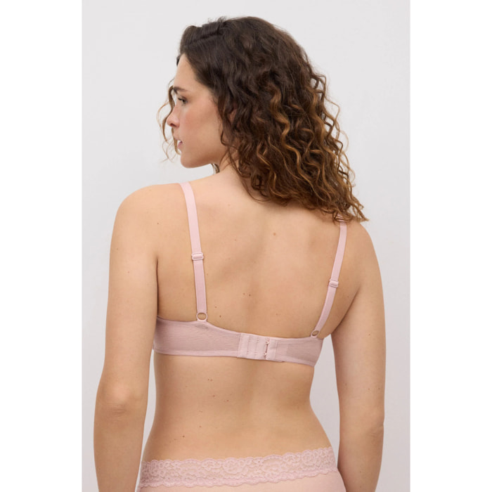 Reggiseno imbottito con ferretto in pizzo rosa